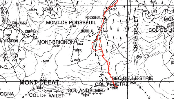 Bocchetto della Finestra o Finestra di Traversella 2309 m (impropriamente chiamato Colle della finestra su IGM): si tratta di un itinerario selvaggio per scialpinisti amanti della scoperta e dell'avventura.